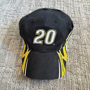 Matt Kenseth Racing Hat Cap Mens Black Yellow Joe Gibbs Racing Flames Nascar
